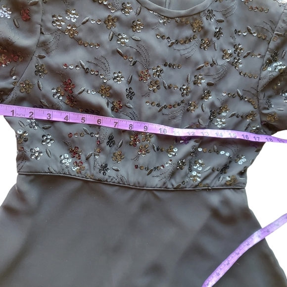 Vintage Sequined Julian Wilder Little Black Dress Empire Dress Full Skirt - Picture 12 of 16